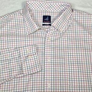 Johnnie-O Prep-Formance White Plaid Button Down Shirt Stretch Casual Men XXLarge